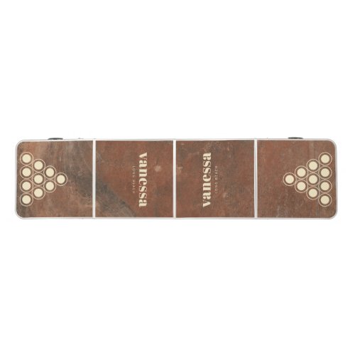 Brown Sand Stone Minimal Modern Classic Name Beer Pong Table