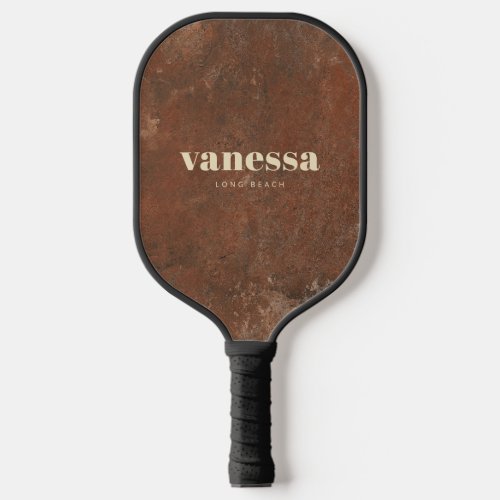 Brown Sand Stone Minimal Modern Classic Name Pickleball Paddle