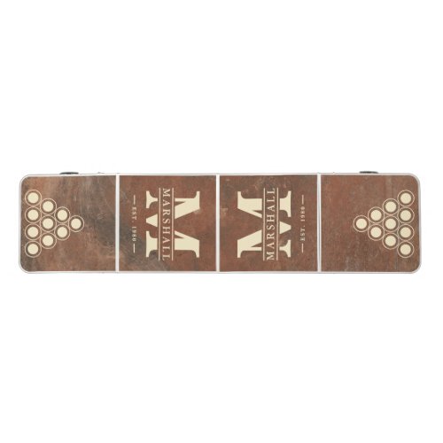 Brown Sand Stone Monogram &amp; Name Overlay Beer Pong Table