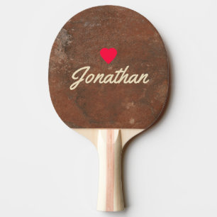Brown Sand Stone Vintage Heart Signature Ping Pong Paddle