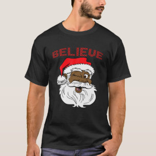 Brown Santa Hat Funny Christmas Pajamas Family Mat T-Shirt