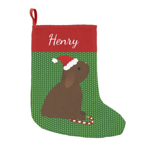 Brown Santa Lop Ear Rabbit Christmas Stocking