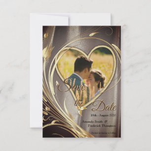 Brown Satin & Sparkling Flower Splendour Save The Date