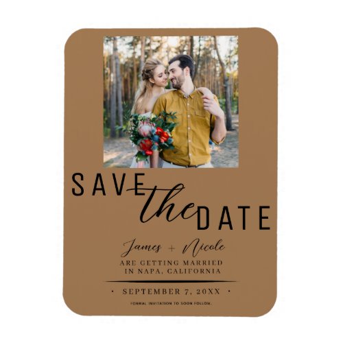 Brown Save the Date Photo Wedding Magnet