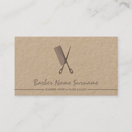 Brown Scissor Hair Comb Barber shop Modern Business Card