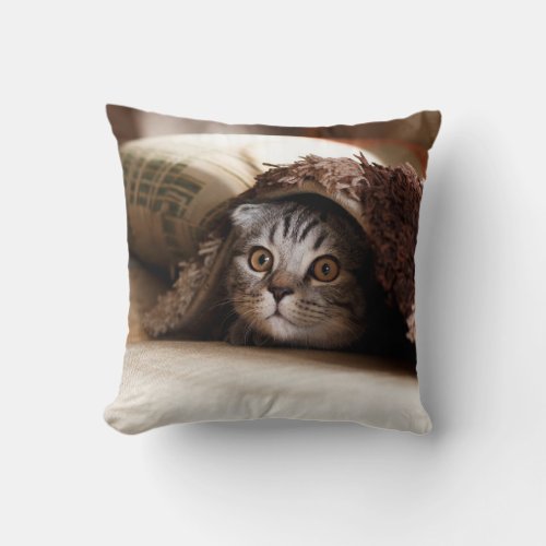 BROWN SCOTTISH FOLD IN BROWN THICK_PILE BLANKET THROW PILLOW