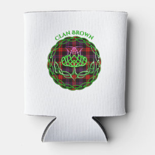 Brown Scottish Tartan Celtic Thistle Can Cooler