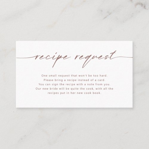 Brown Script Bridal Recipe Request Card
