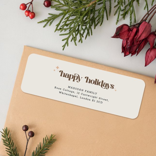 Brown Script Christmas Holiday Return Address Label (Creator Uploaded)