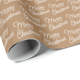 Brown Script Merry Christmas Wrapping Paper