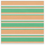 [ Thumbnail: Brown, Sea Green & Light Yellow Pattern Fabric ]