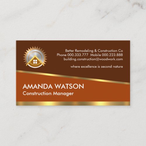 Brown Shades Gold Line Contractor  Business Card