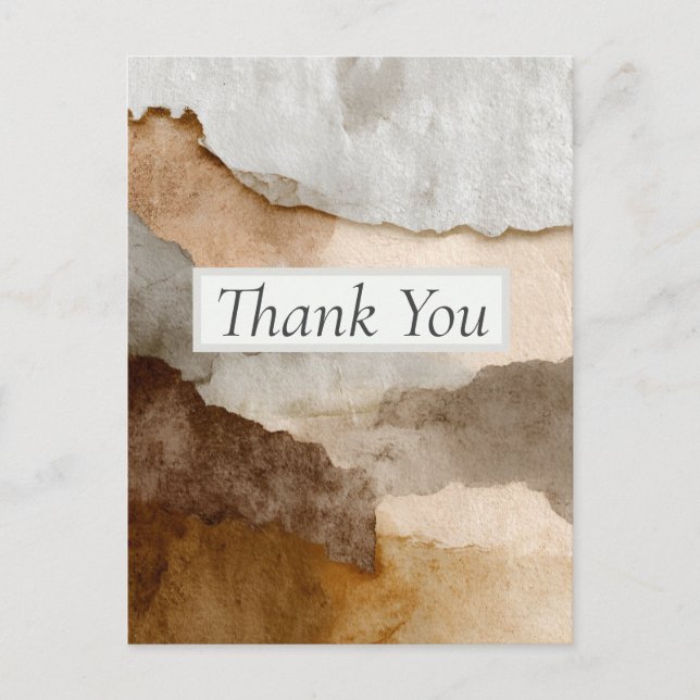 Brown Shades Torn Paper Thank You Card (Front)