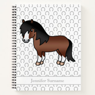 Brown Shetland Pony Cartoon Pony &amp; Custom Text Notebook