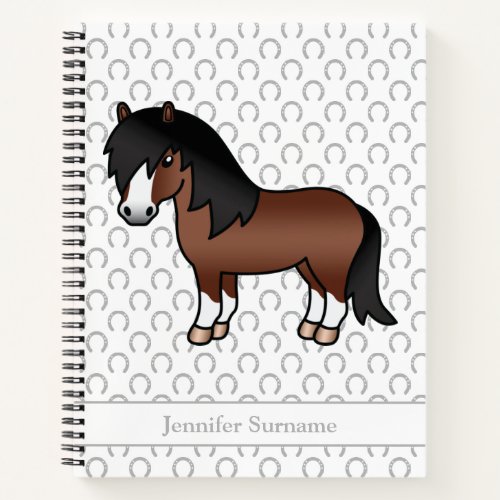 Brown Shetland Pony Cartoon Pony  Custom Text Notebook