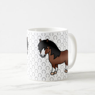 Brown Shetland Pony Cute Cartoon Illustration Coffee Mug