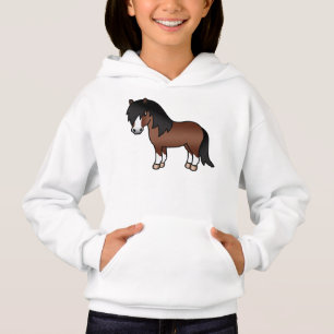 Brown Shetland Pony Cute Cartoon Illustration Hoodie