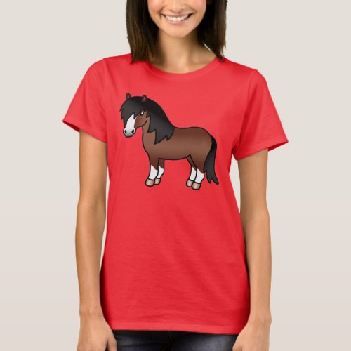 Brown Shetland Pony Cute Cartoon Illustration T_Shirt