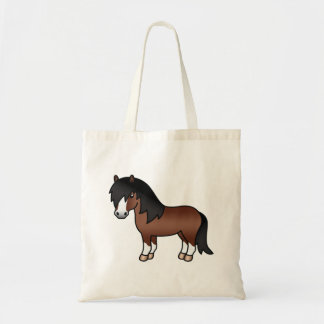 Brown Shetland Pony Cute Cartoon Illustration Tote Bag
