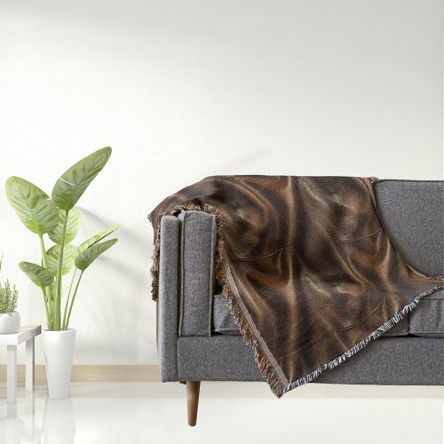 Brown Shiny Faux Leather Throw Blanket