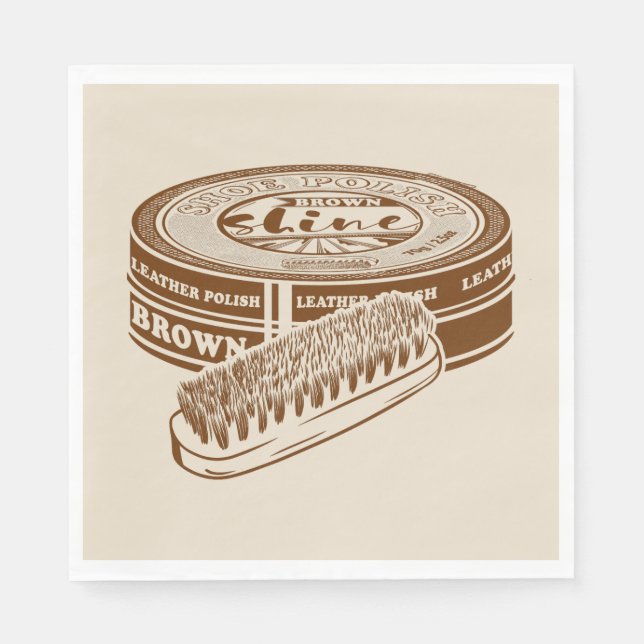 Brown shoe polish tin napkins (Front)
