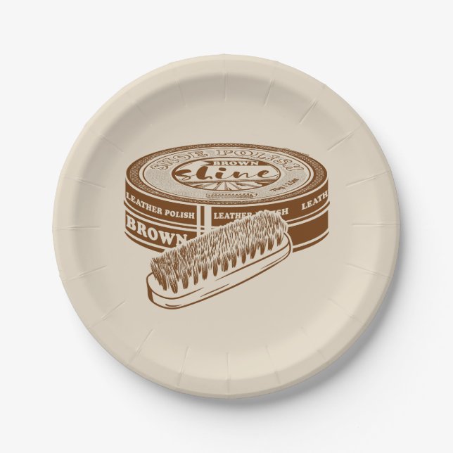 Brown shoe polish tin paper plates (Front)