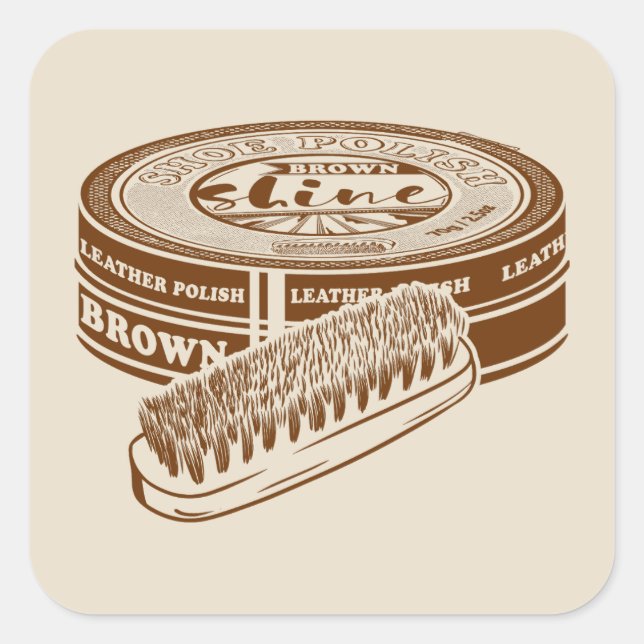 Brown shoe polish tin square sticker (Front)