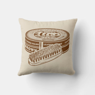 Brown shoe polish tin throw pillow
