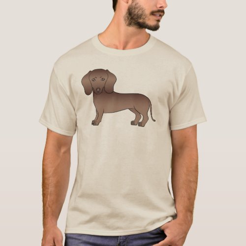Brown Short Hair Dachshund Adorable Cartoon Dog T_Shirt