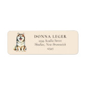 Brown Siberian Husky Dog Address Label (Front)