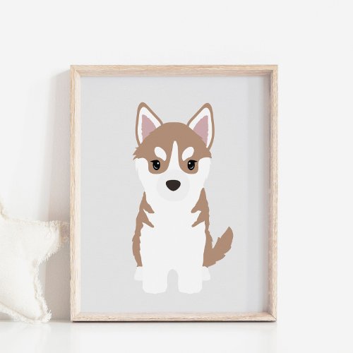 Brown Siberian Husky Puppy Kids Room Decor Poster