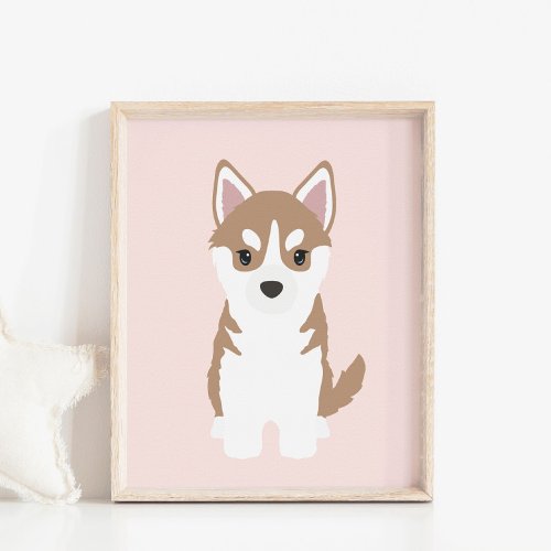 Brown Siberian Husky Puppy Kids Room Decor Poster