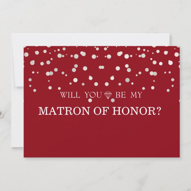 Brown Silver GlitterWill You Be My Matron Of Honor Invitation (Front)