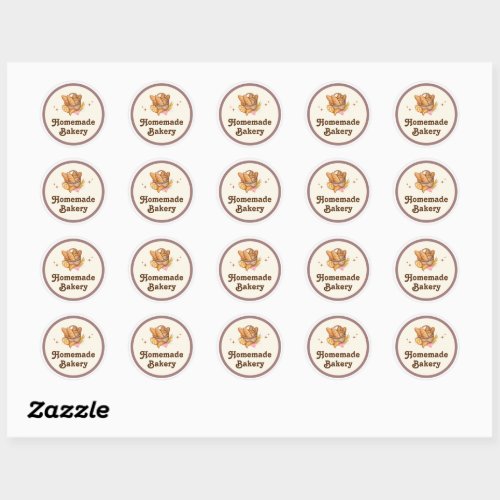 Brown Simple Bakery Classic Round Sticker
