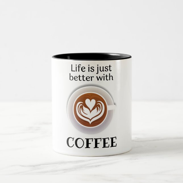 Brown Simple Coffee Quote  Two-Tone Coffee Mug (Center)