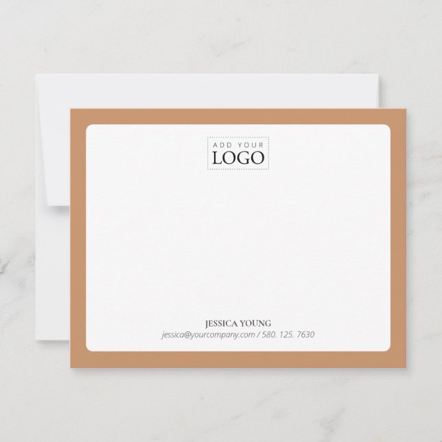 Brown | Simple Color Logo Business Note Card (Front)
