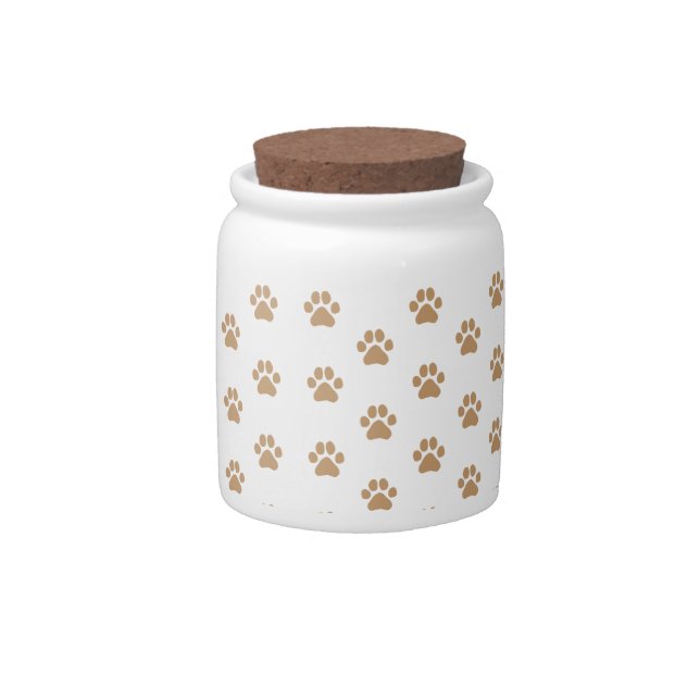Brown Simple Dog Paw Print Paw Prints Forever Candy Jar (Front)