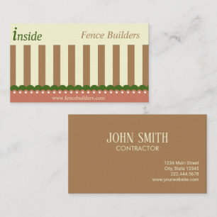 Brown Simple Fence Builder Contractor Business Card
