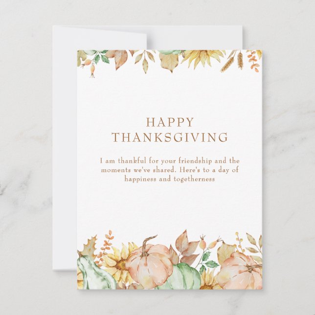 Brown Simple Happy Thanksgiving Card (Front)