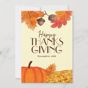 Brown Simple Happy Thanksgiving Social Media Invitation