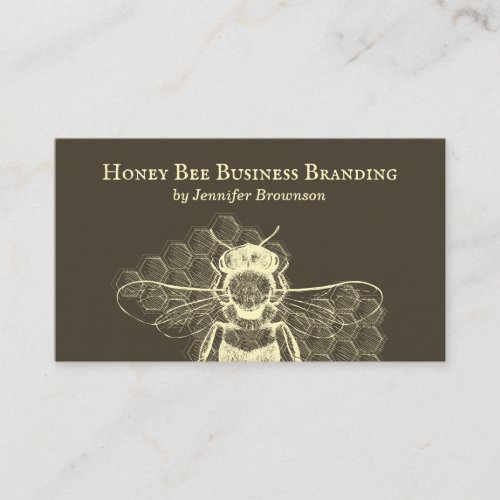 Brown Simple Honeycomb Bee Retro Apiary Business Card