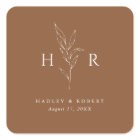 Brown Simple Minimal Monogram Botanical Wedding