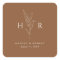 Brown Simple Minimal Monogram Botanical Wedding