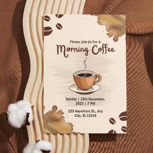 Brown Simple Morning Coffee Invitation