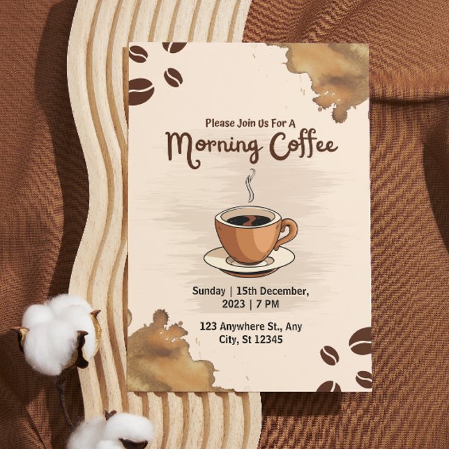 Brown Simple Morning Coffee Invitation (Creator Uploaded)