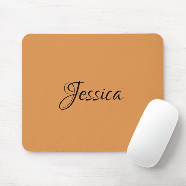 Brown simple script name plain mouse pad (With Mouse)