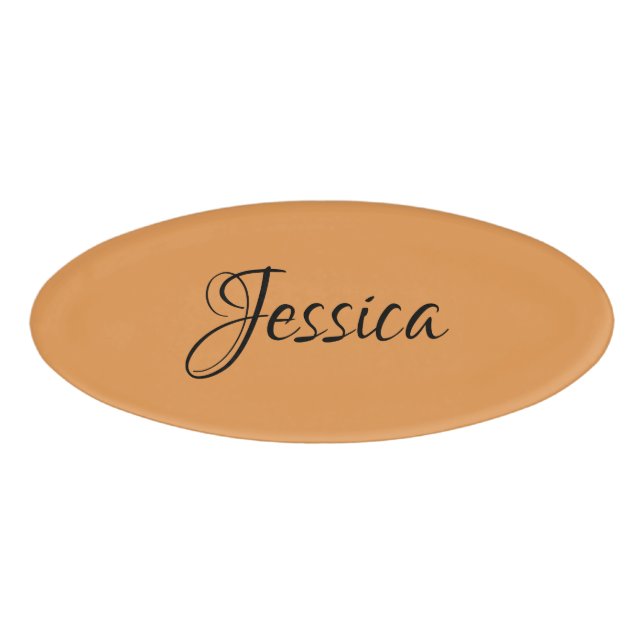 Brown simple script name plain name tag (Front)