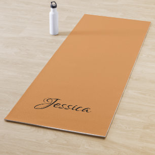 Brown simple script name plain yoga mat