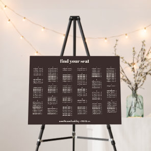 Brown Simple Wedding Seating Chart Alphabetical Foam Board