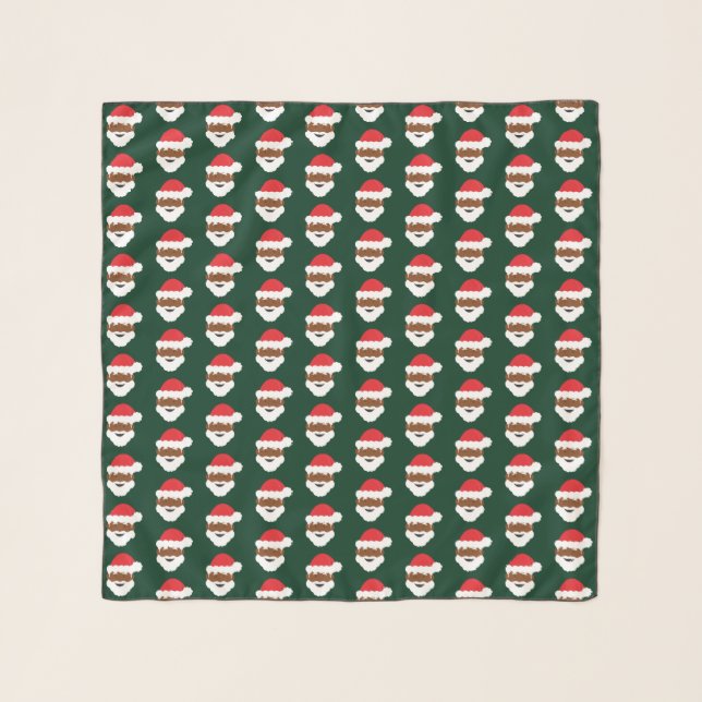 Brown Skin Black Santa Claus Christmas Scarf (Front)
